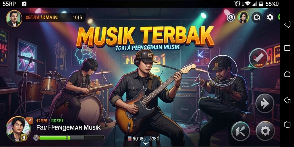 Tampilan gameplay 55RP yang penuh warna dan dinamis.