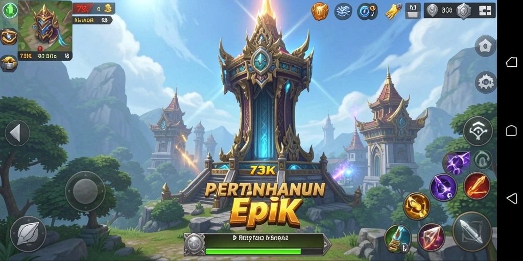 Tampilan gameplay menakjubkan dari 73K dalam pertarungan Tower Defense.