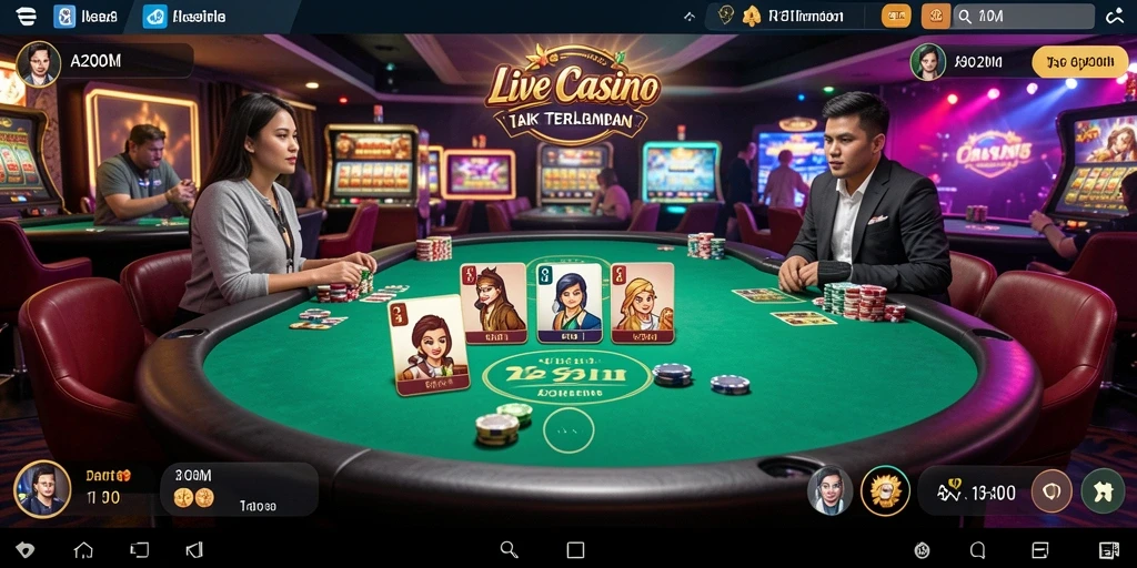 Tampilan permainan Live Casino yang menarik di A200M.