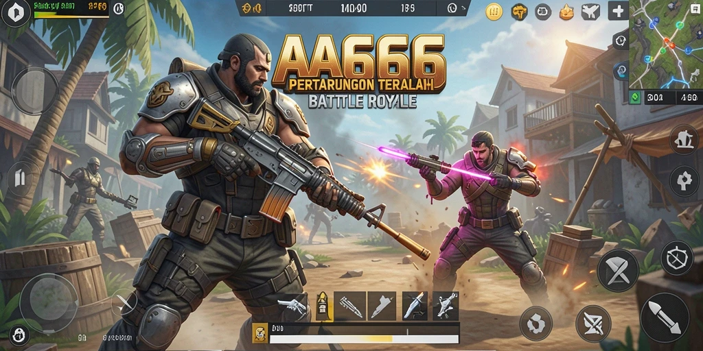 Tampilan gameplay seru dalam AA666, aksi pertempuran Battle Royale yang mendebarkan.