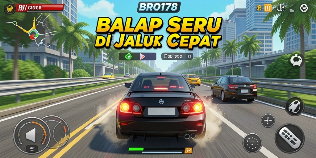 Tampilan gameplay mendebarkan dalam balapan mobil.