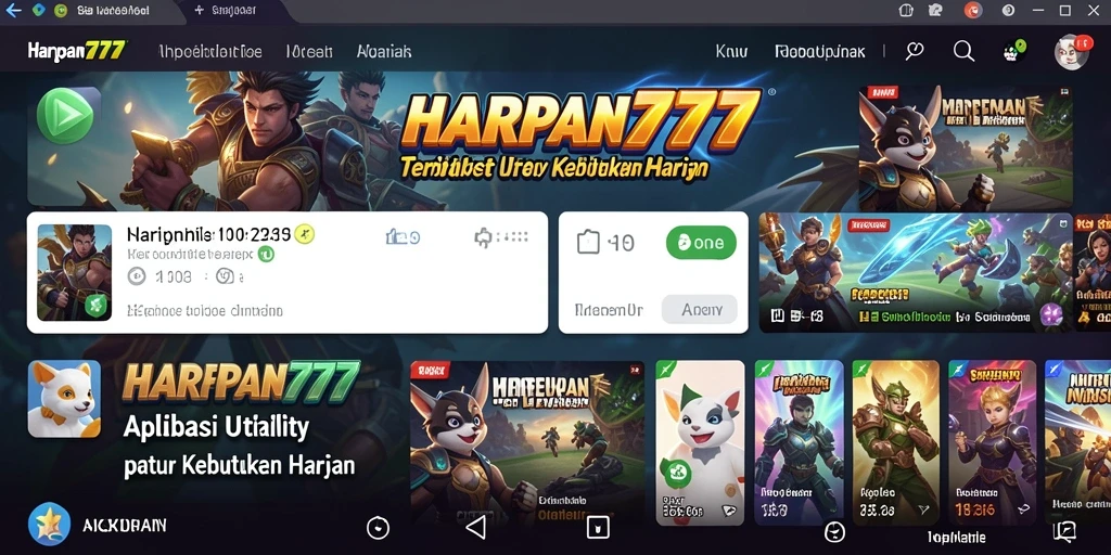 Screenshot aplikasi HARAPAN777 menampilkan kemudahan penggunaan fitur Utility.