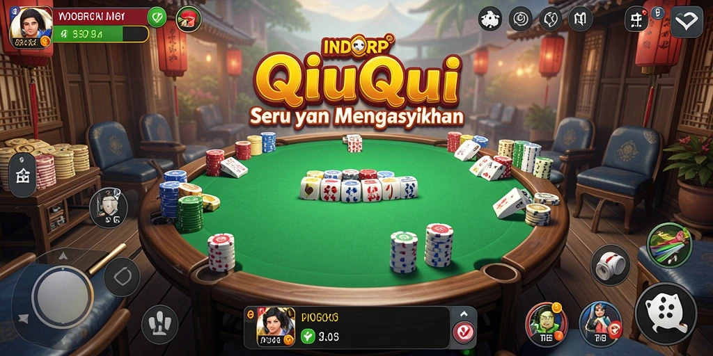Screenshot permainan INDORP menampilkan momen seru dalam QiuQiu.