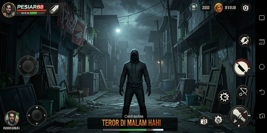Tampilan mencekam dalam gameplay PESIAR88.