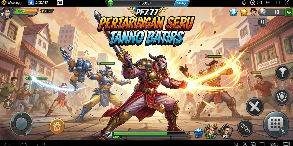 Screenshot utama PF777 menampilkan aksi pertarungan mendebarkan.