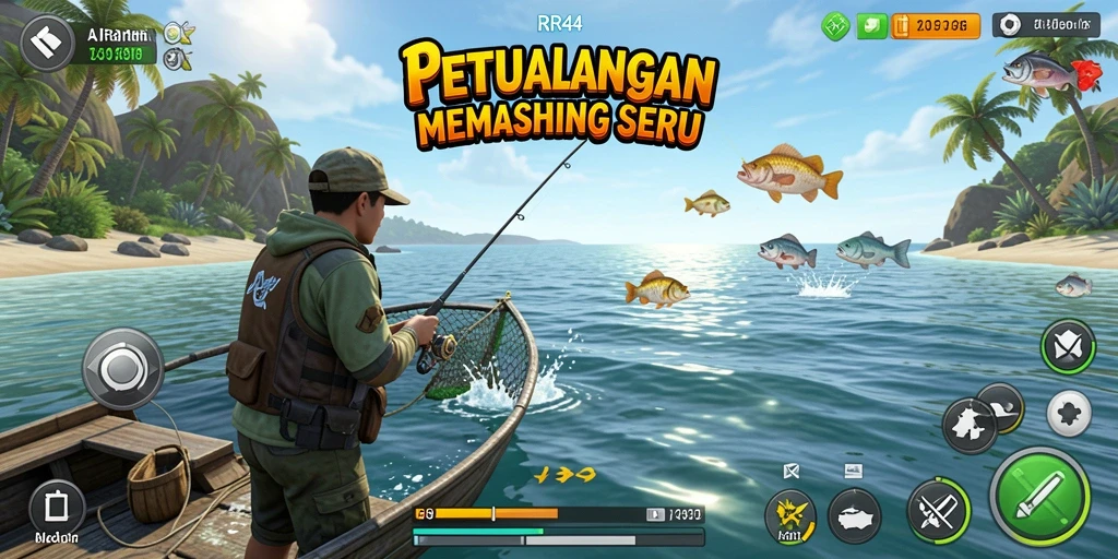 Gameplay yang mendebarkan saat memancing di alam liar.