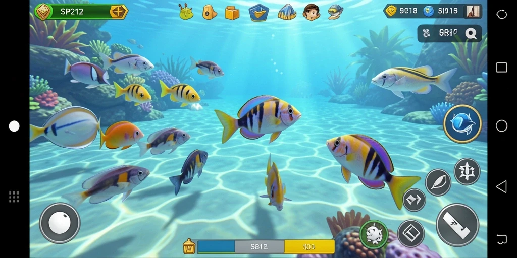 Tampilan seru dari gameplay Tembak Ikan SP212.