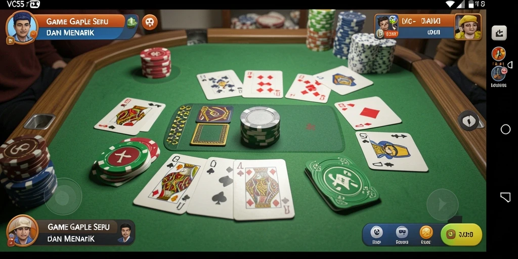 Tampilan gameplay seru VC55 saat bermain Gaple dengan teman.